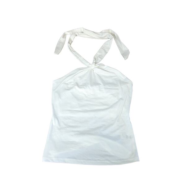 Gaze Dtla Halter Top XXS White Knot Front Elastic Open Back Layering T56210 Club - Picture 1 of 11